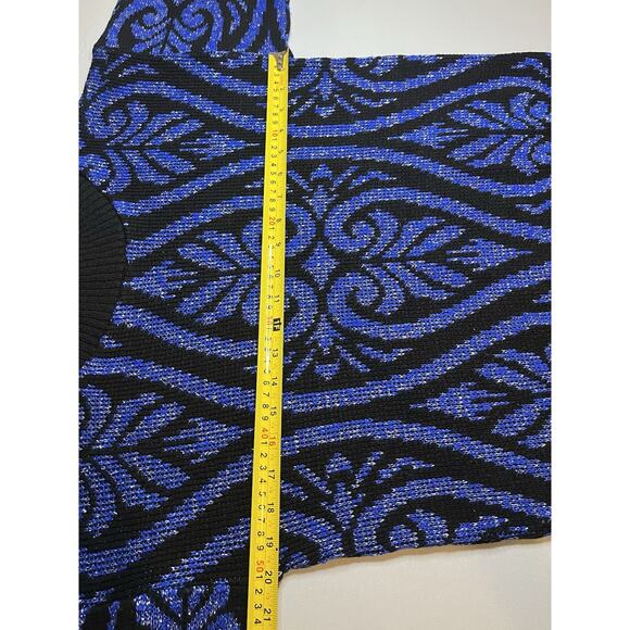 GFC LTD Womens Pullover Mock Turtleneck Sweater Blue/Black Sparkle Sz M - Picture 4 of 8